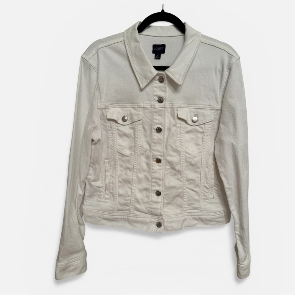 J. Crew Factory Women’s White Denim Jacket Sz Lg